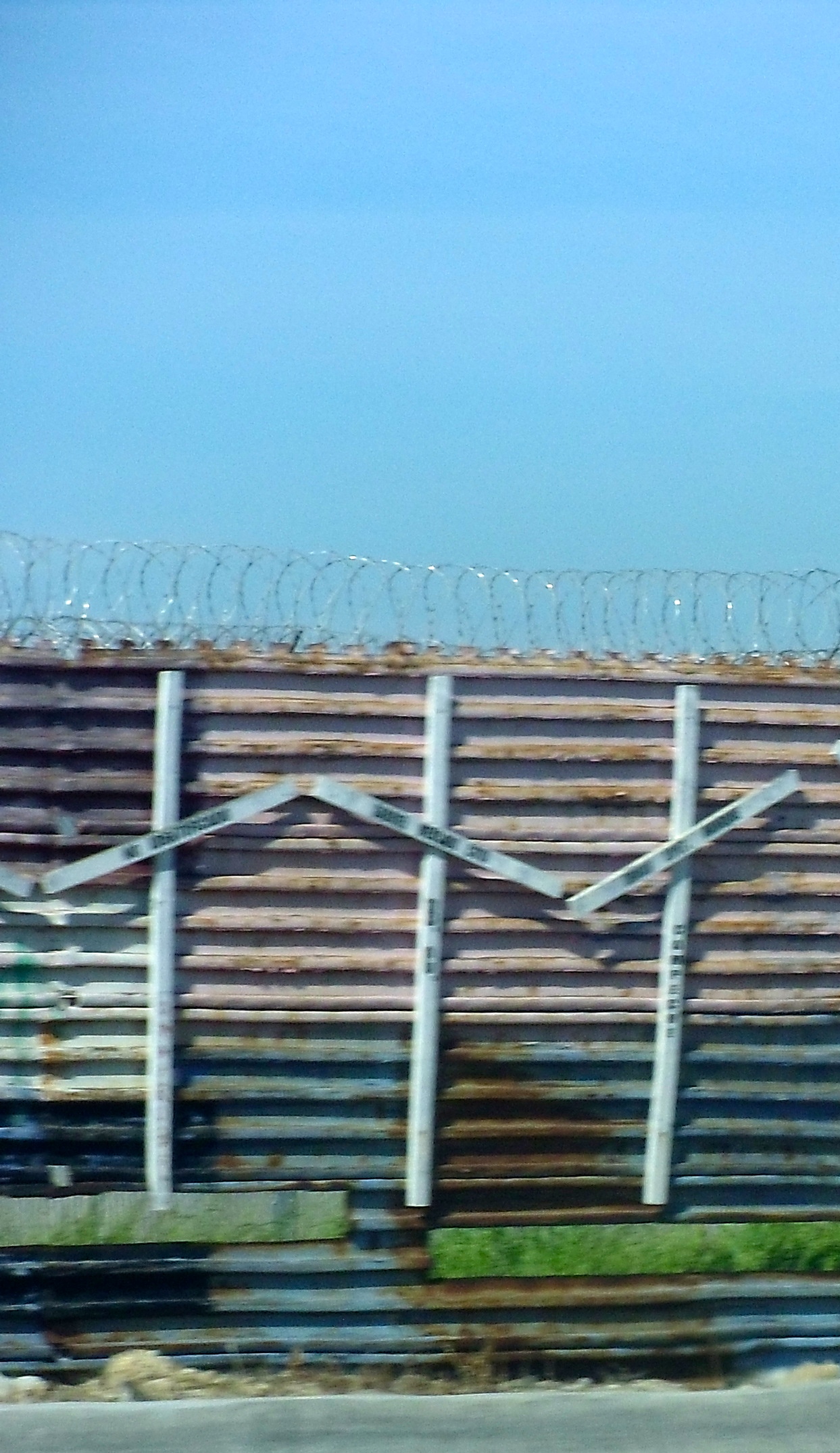 Crosses on the border fence